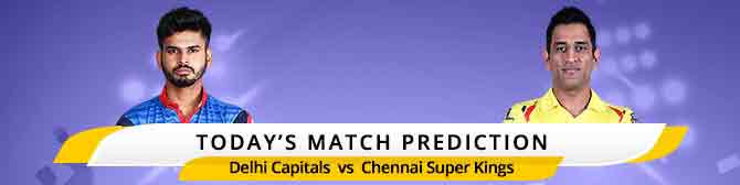 IPL 2020: Today Match Prediction Delhi Capitals vs. Chennai Super Kings