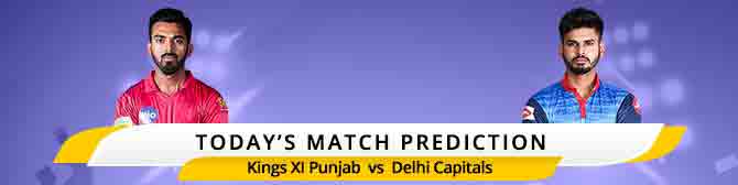 IPL 2020: Today Match Prediction Kings XI Punjab vs. Delhi Capitals