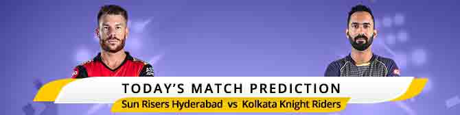 IPL 2020: Today Match Prediction Sunrisers Hyderabad vs. Kolkata Knight Riders