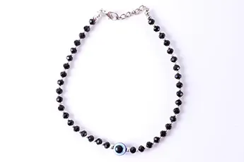 Evil Eye Black Anklet Single Beaded