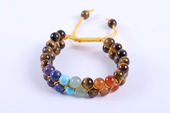 Online 7 Chakra Tiger Eye Double Layered Bracelet