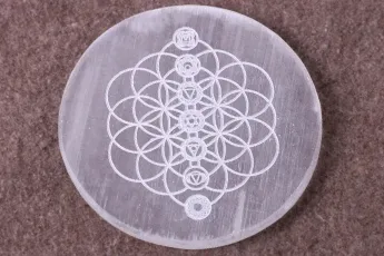 Online 7 chakra Carved selenite plate Online 7 chakra Carved selenite plate