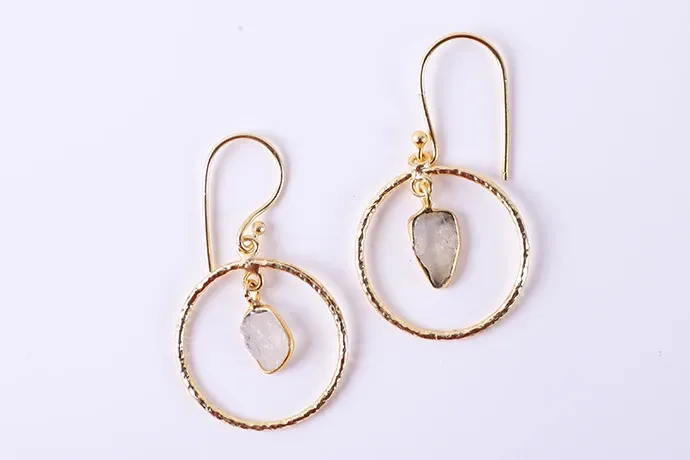 Online Moon Stone Brass Earring | Peace Online Moon Stone Brass Earring | Peace
