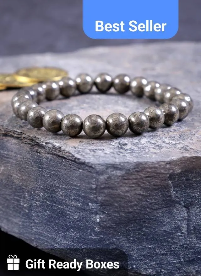 Raw Pyrite Bracelet 22 Beads mall