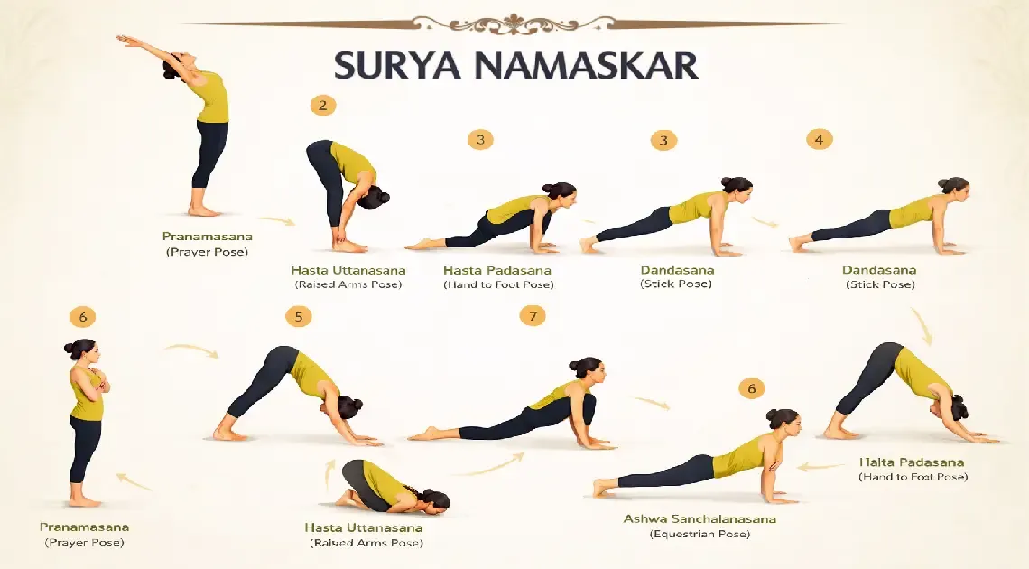 Surya Namaskar 12 Steps